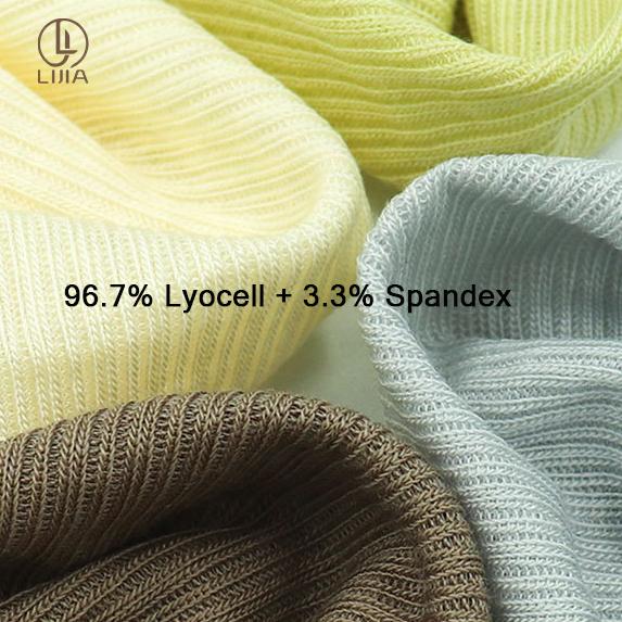 160gsm Lyocell Žebrovaná Pletenina 96,7 % Lyocell 3,3 % Spandex Šířka 150 cm Lehce Elastická Prodyšná Látka pro Trička Top Prádlo