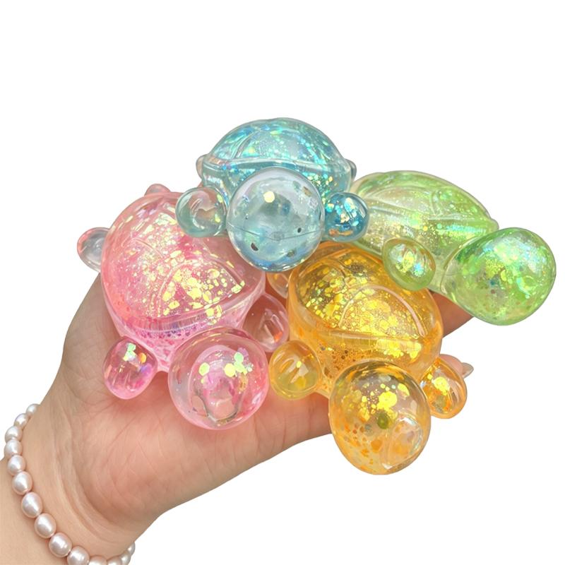 Squishy Turtle Fidget Toy Small Glitter Turtle Squeeze Toy Cute Animal Anti Stress Fidget Splat Decompressions Vent Squeeze Toy