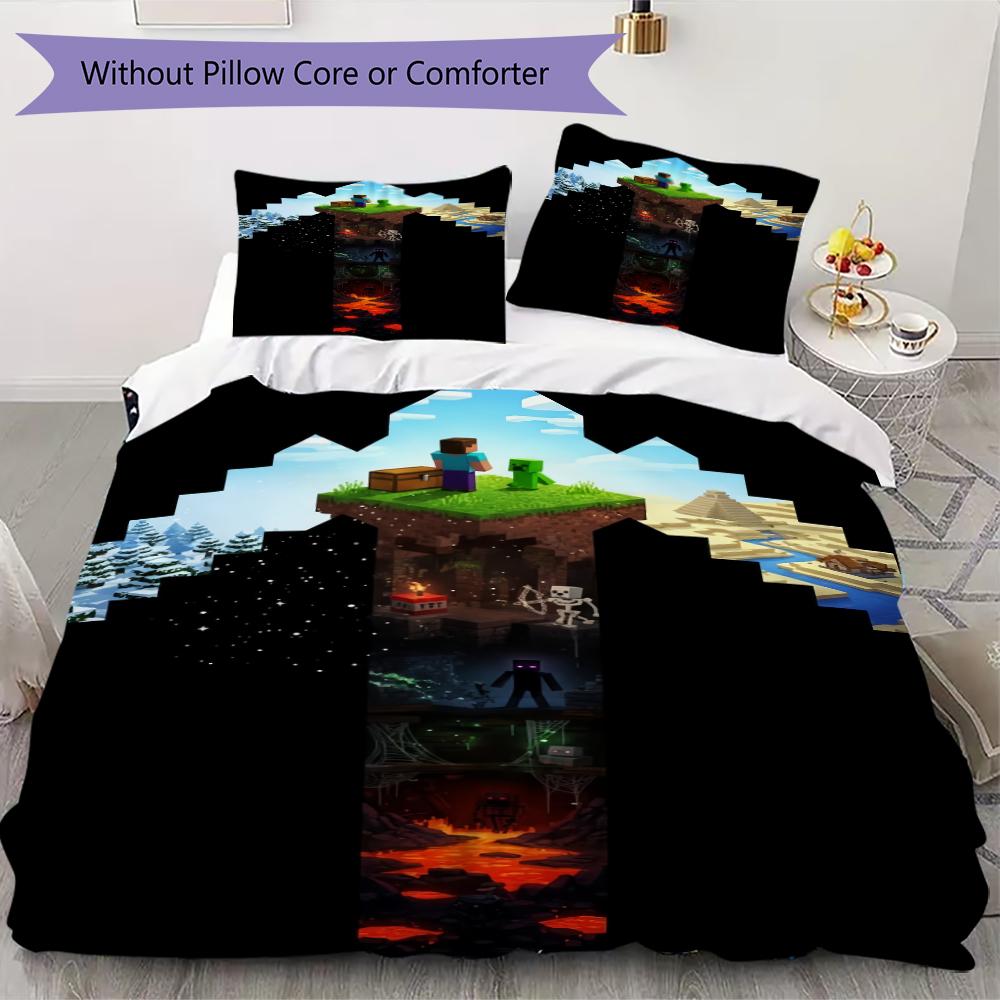 Minecraft Pixel Character Heads Bedding 1 Duvet Cover 2 Pillowcase Without Core Without Core Soft And Comfortable Christmas Birthday Gift
