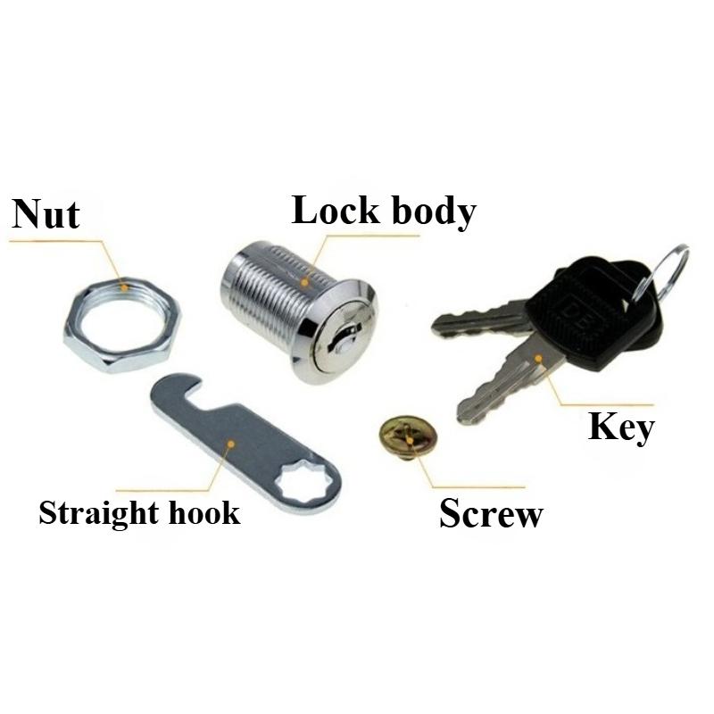 10/16/20/25mm Cam Lock for Door Cabinet Mailbox Drawer Cupboard with 2 Keys Hardware Accessory 7