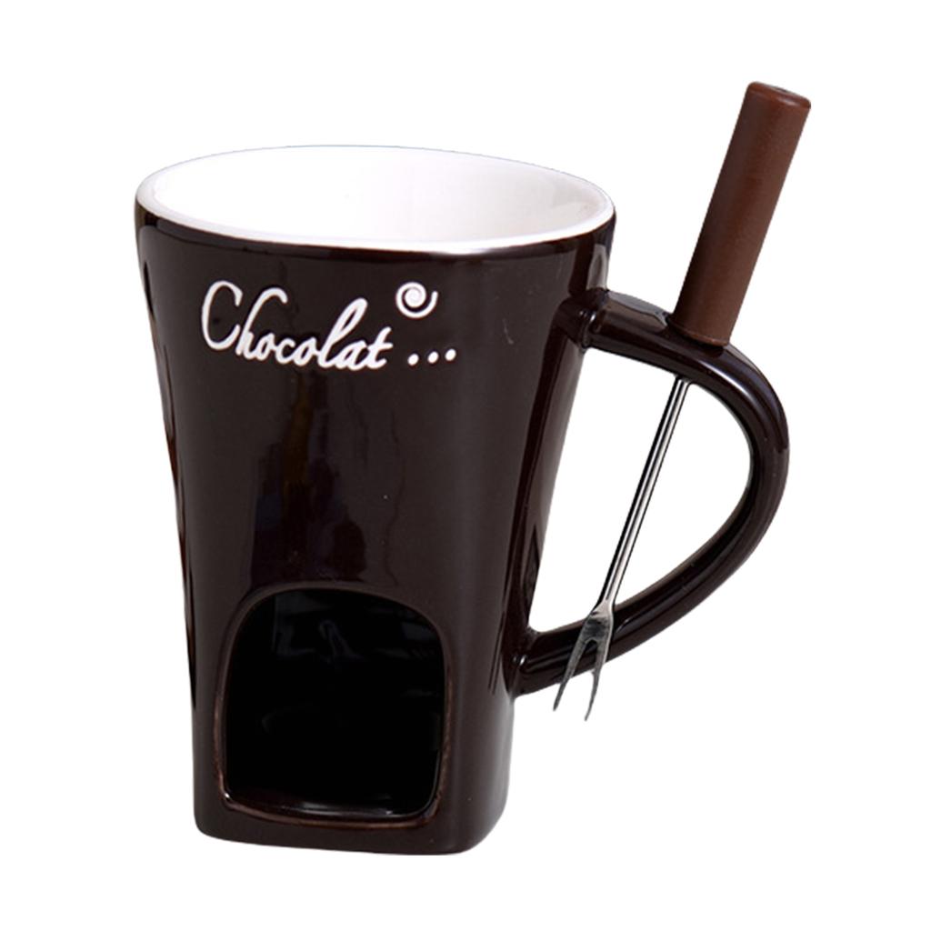 Elegant Fondue Mug Chocolate Melting Cup Multi Purpose Fondue Mug For Chocolate Caramel And Tapas With Tealight Holder