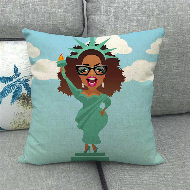 The Statue Of Liberty (Independent And Free) Digital Printing Short Plush Pillow Covers For Sofa Office Cushion Cover Home Goods