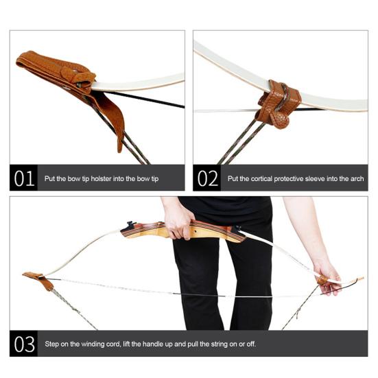 Archery Stringer Faux Leather Recurve Bow And Longbow Stringer Tool To Install Bow String Easily for Hunting Shoot Accessories