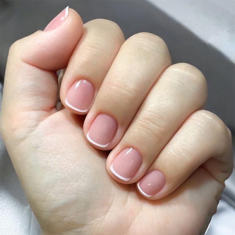 

Nude French Manicure Square False Nails - 24 Wearable Nail Tips