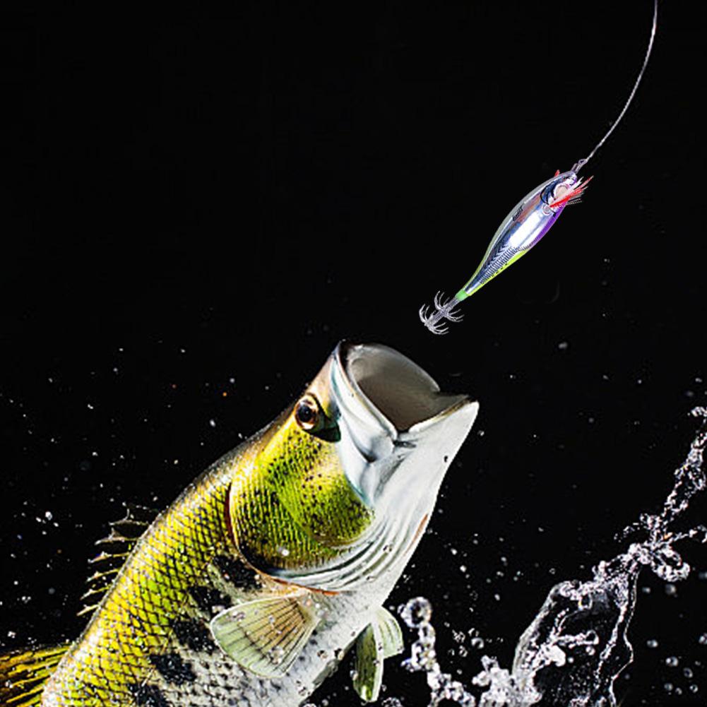 Luminous Artificial Squid Hook Horizontal Wood Shrimp Cuttlefish Hard Bait 70mm Artificial Bait for Cuttlefish Sea Fishing