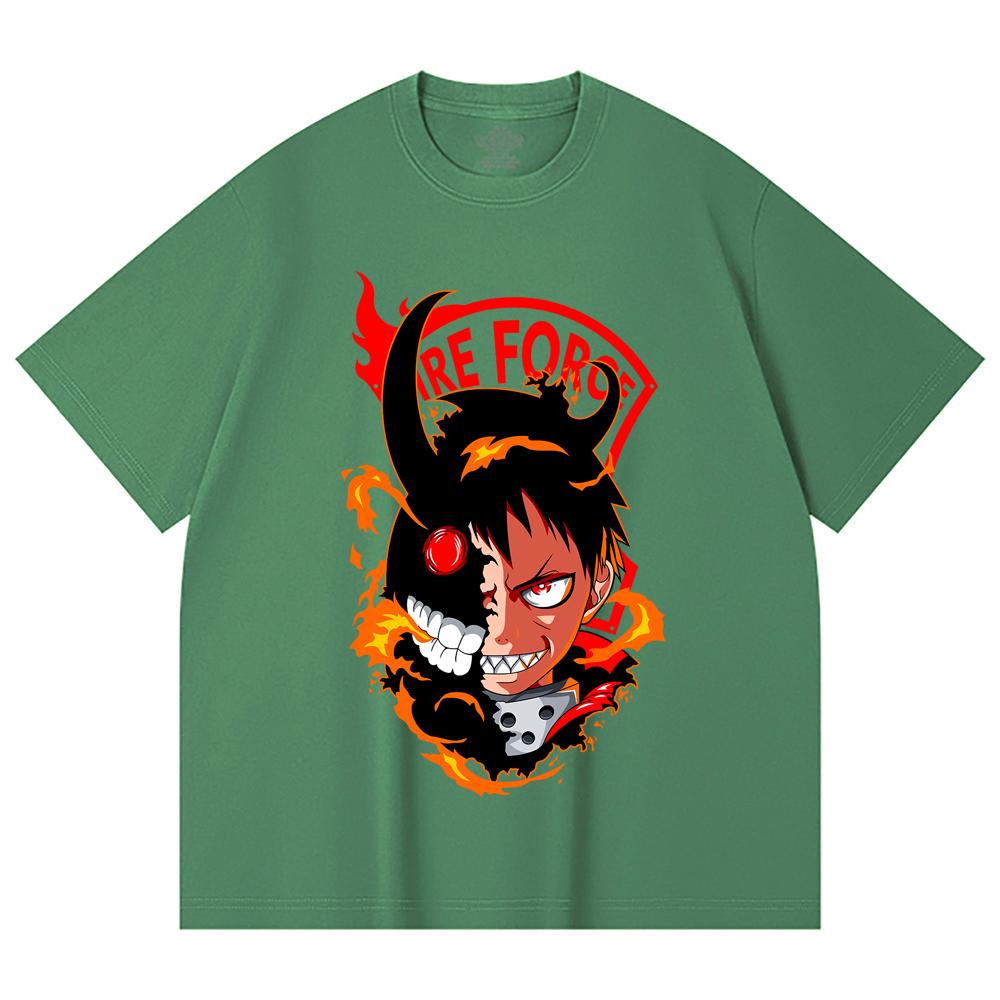 230 Gsm 100% Cotton Fire Force V1 Shinra Print Unisex Heavy Cotton T Shirt