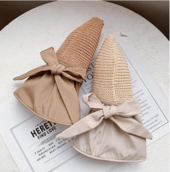 Sun UV Wide Chin Actress Lightweight [Lhyxuuk] Women's Hat, Protection, Cut, Brim, Heat-Blocking Coating, Strap, Foldable, Portable, Hat, Ribbon,