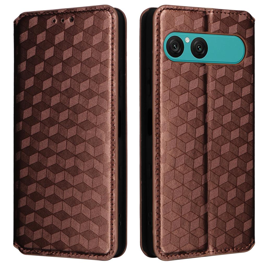 For Sony Xperia 10 VII Case Wallet Rhombus Imprinted Leather Phone Cover
