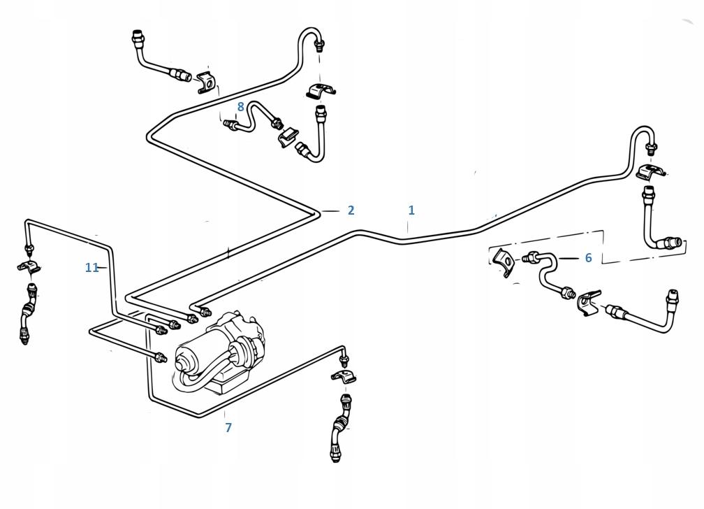 Przewody hamulcowe sztywne miedziane bmw e36 +abs/asc+t; pełny zestaw