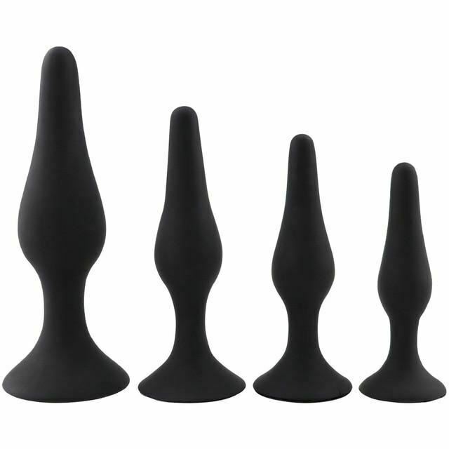 4Pcs / Set Anal Trainer Kit Soft Silicone Black Or Purple Butt Plug Non Vibrating Butt Plugs