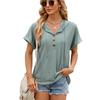 2026 Spring/Summer New Solid Color Buttoned Hooded Loose Short-Sleeve T-Shirt for Women