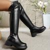 2026 New Winter Women's Motorcycle Boots Fashion Over-the-Knee Zipper High Boots Ladies Elegant Casual Party Women's Boots
