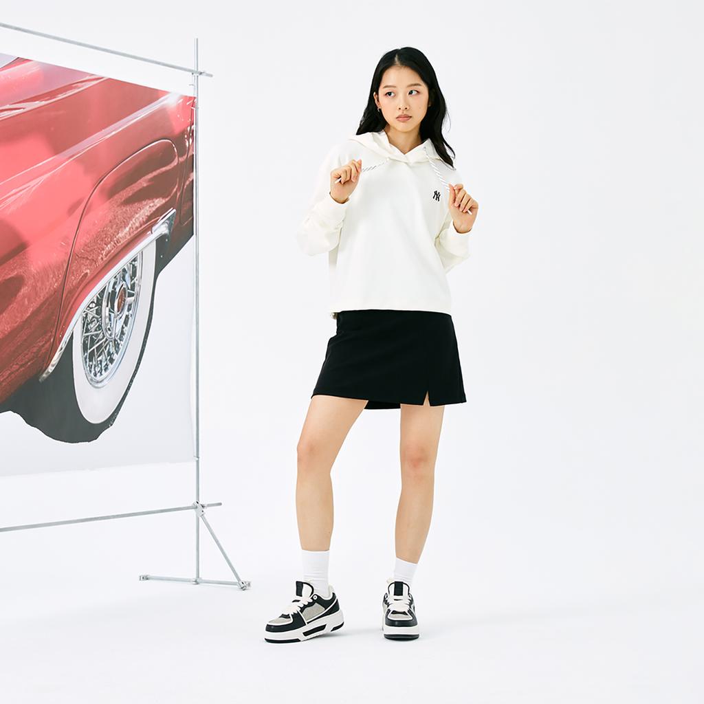 New MLB New York Yankees Basic Collection 24FW Cropped Hoodie Unisex Cream 3FHDBA144-50CRS