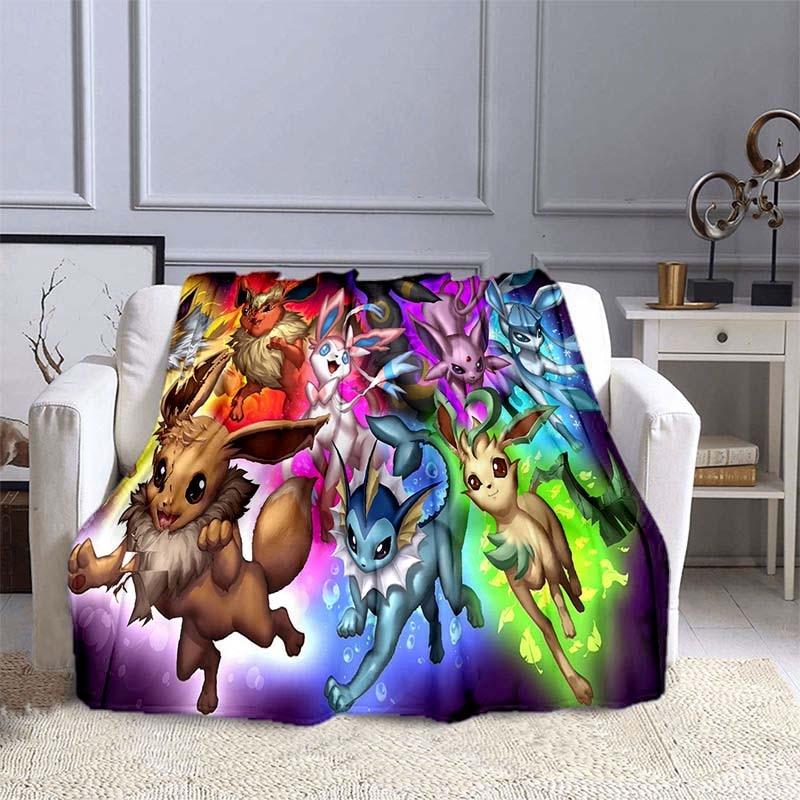 Cartoon Pokemon Pikachu Throw Blanket Soft Comfortable Sofa Blankets and Throws Flannel Blankets for Adults