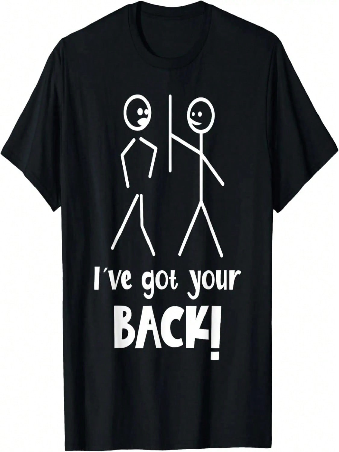 Novelty Sarcasm Stick Figures- Saying I Got Your Back T-Shirt S разноцветный
