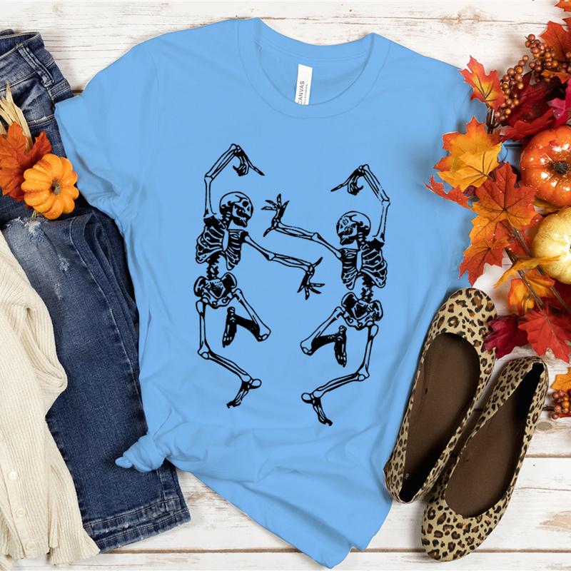 

Хэллоуин Футболка с графикой скелетов Футболки Скелеты Веселятся и Танцуют Футболки Смешная Жуткая Рубашка Топы с коротким рукавом 4XL