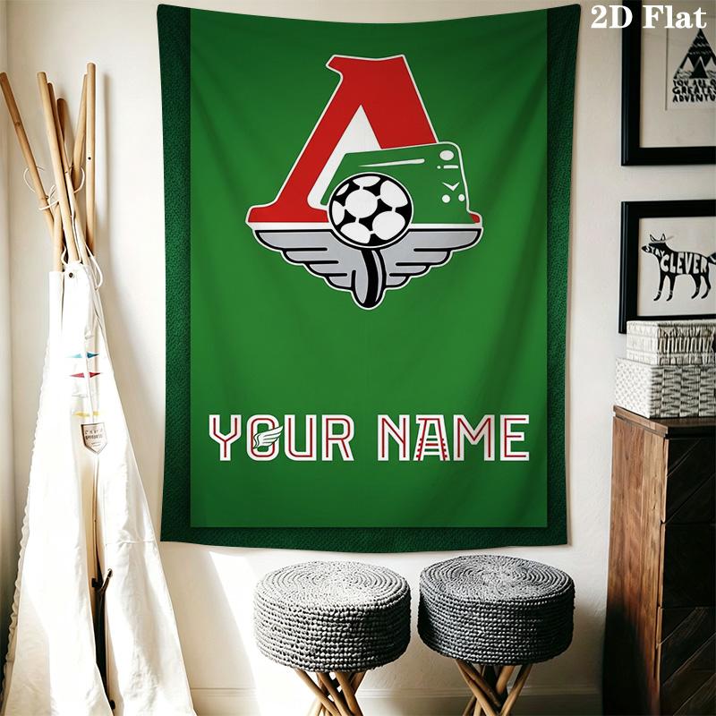 Name Custom FC Lokomotiv Moscow Wall Tapestry Aesthetic Wall Hanging Printed Fabric Blanket Decorative Tapestries for Bedroom Living Room Home Decor
