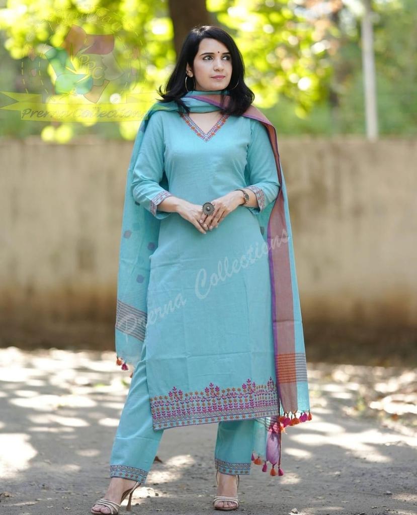 Indian Women Designer Kurta Pant Dupatta Set Bollywood Top Tunic Kurti Salwar Suit Dress