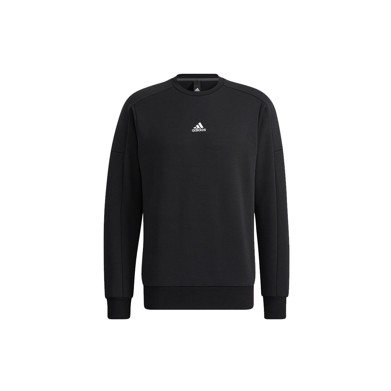 Men s adidas Crew Sweat Logo Printing Round Neck Pullover Black HD0349 XXL