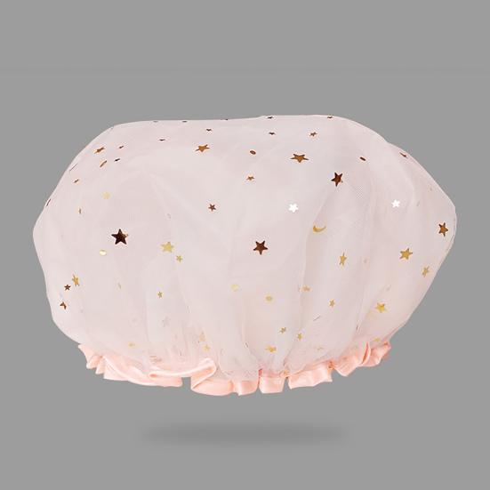 Bath Hat Star Pattern Double Layer PVC Kids Shower Shampoo Cap for Bathroom