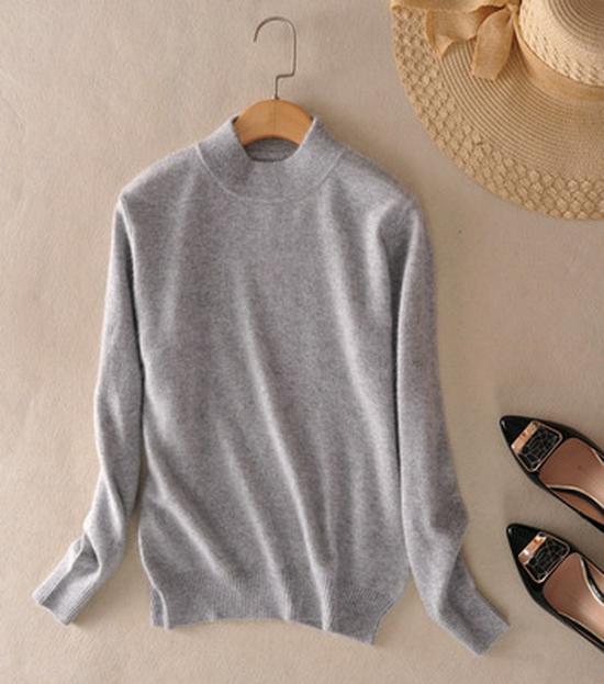 Women's Half-High Collar Spring/Autumn Knit Sweater Pullover