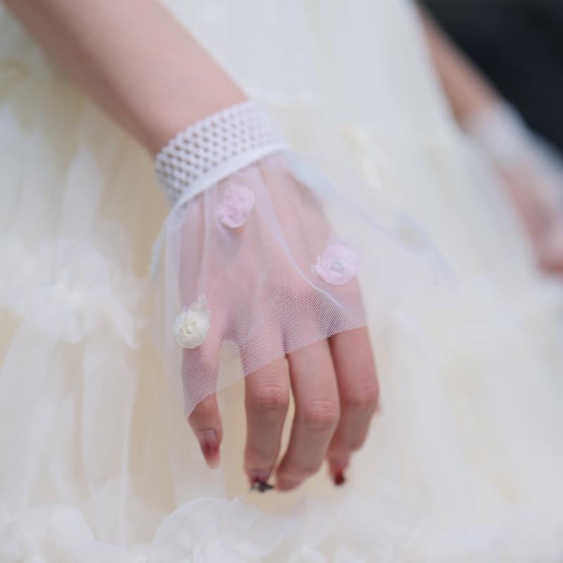 1Pair 3D Flower Tulle Wrist Fake Cuff Sleeve Manicure Po Nail Art Take Picture Background Prop Manicure Decoration