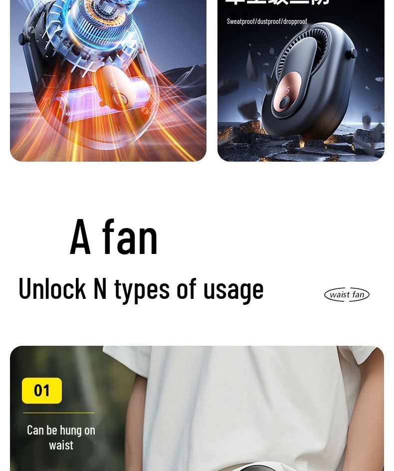 26-Year Bestseller: Portable Waist-Hanging, Desktop, Neck-Hanging, Clip, Backpack, Handheld Fan with Strong Wind Power