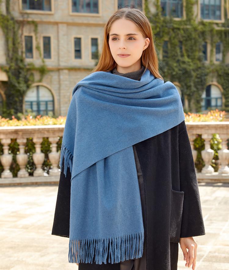 Black Cashmere Wool Scarf - Versatile Winter Shawl for Women and Men, Korean Style, Solid Color