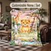 Wildlife Animals Theme Throw Blanket Custom Name Text Personalized Blanket Soft Cozy Blanket for Home Sofa Bed