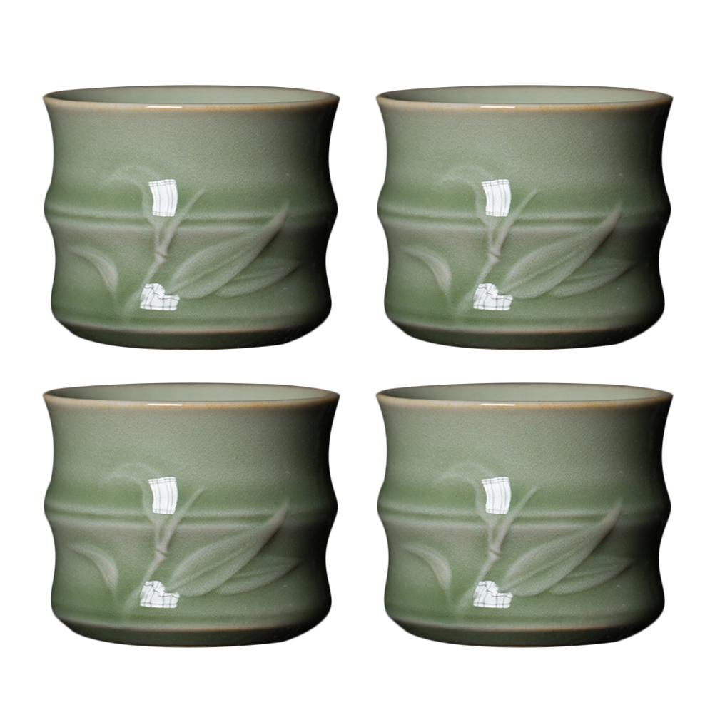 4Pcs Cup Ceramic Small Teacups for Home Use Decorative Household Water Cups Dishwasher Safe Modern Craftsmanship