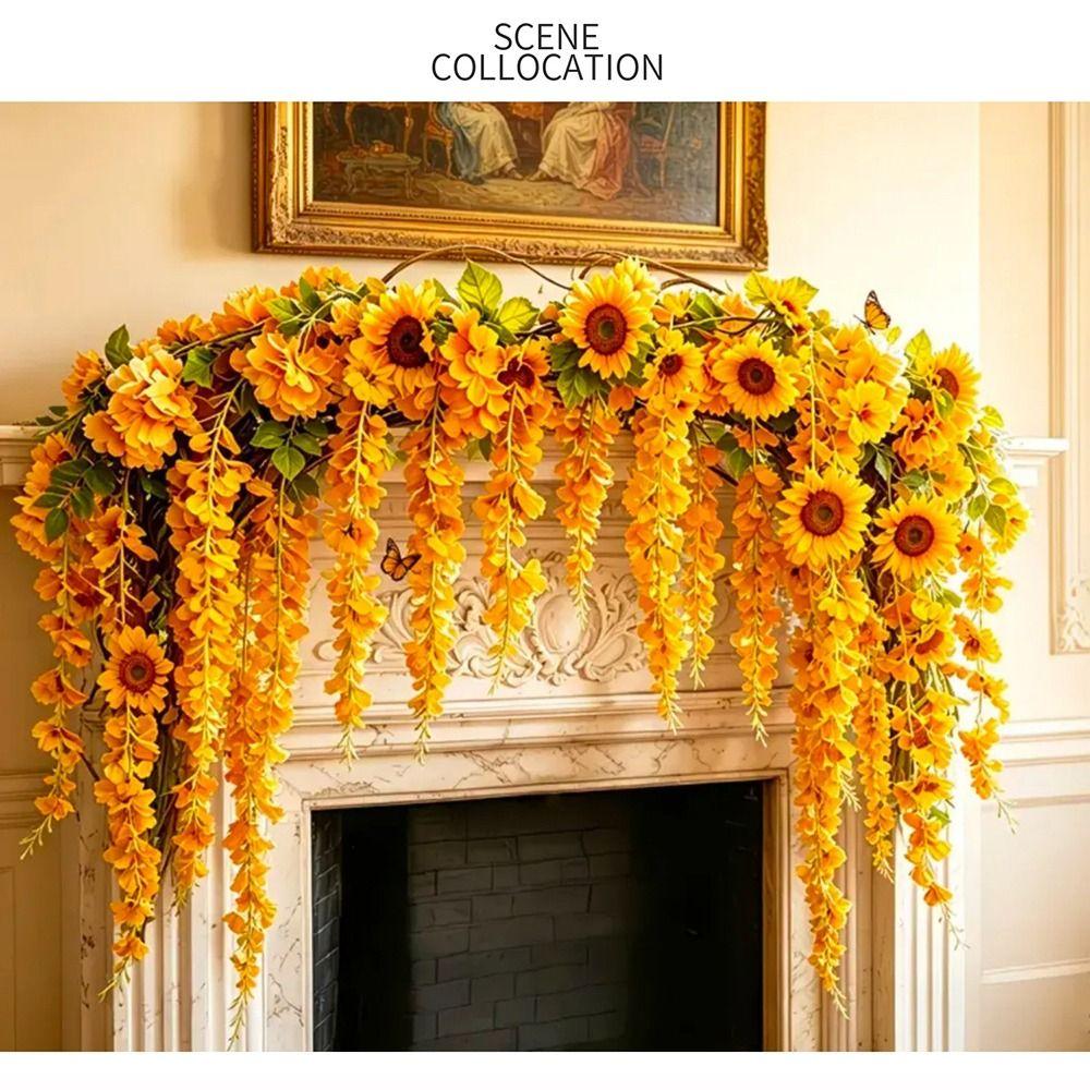 Multicolor Sunflower Simulated Flower Vines Cherry Flower Faux Flower Vine  Wedding Decoration