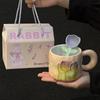 High-value Tulip Ceramic Mug with Lid Spoon As a Gift, Practical Cup for Girls, Birthday Gift for Girlfriends