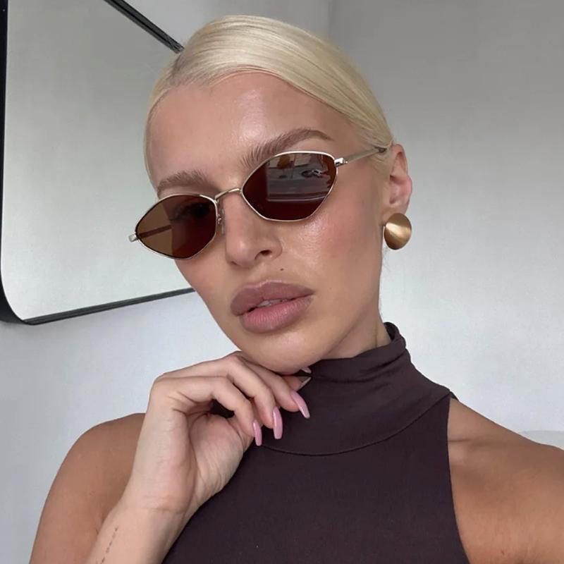 Protective Glasses 3pcs Fashion Metal Polygon Frame Sunglasses Personalized Black Lens Design Glasses UV Protection Eyeglasses