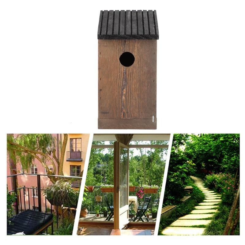 Hanging Wooden Bird House DIY Breeding Parrots Bird Nesting Box For Outdoor Garden Decoration