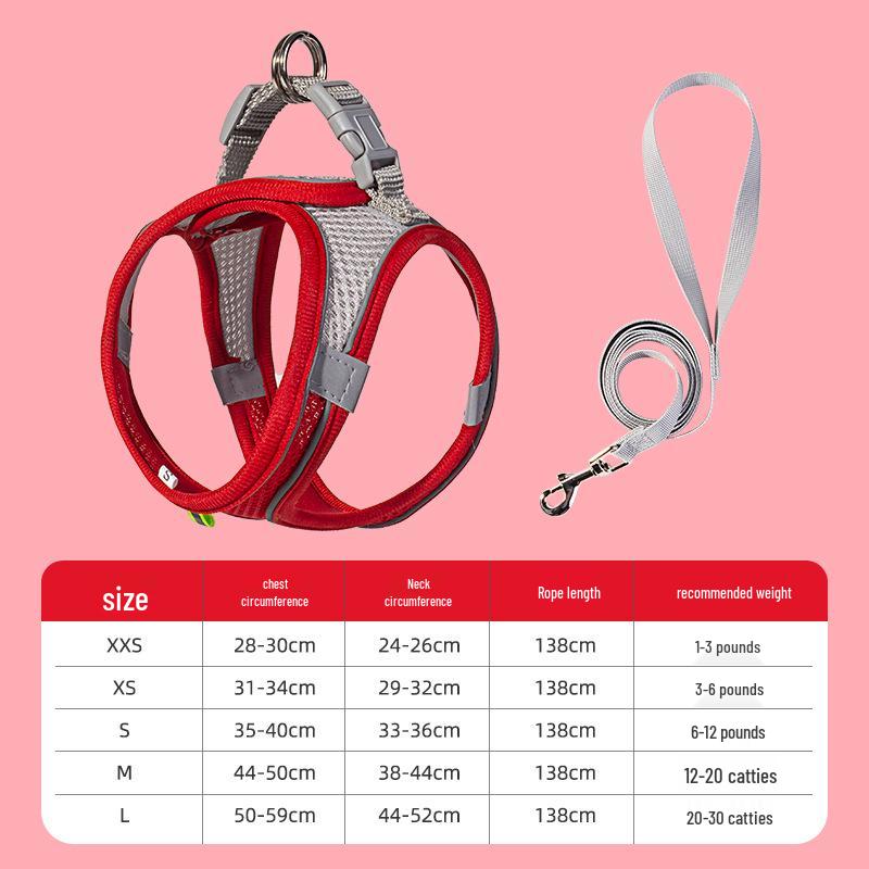 Reflective Anti-Escape Harness with Leash for Small Dogs & Cats