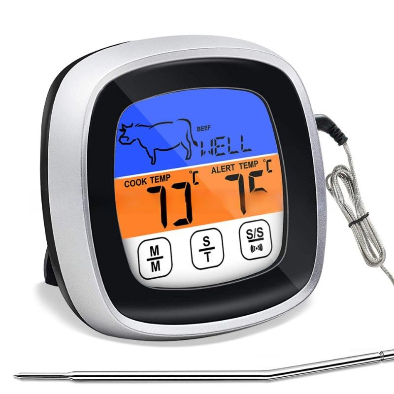 Digital Kitchen Thermometer Probe Touch Screen Meat Barbecue Food Temperature Measuring Tool Steak BBQ Timer Cooking Tools 1PC