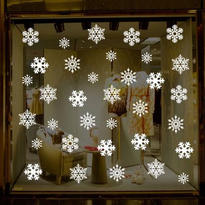 Featival Ornament Party Supplies Snow Decals Wall Art Christmas Snowflake Sticker Happy New Year
