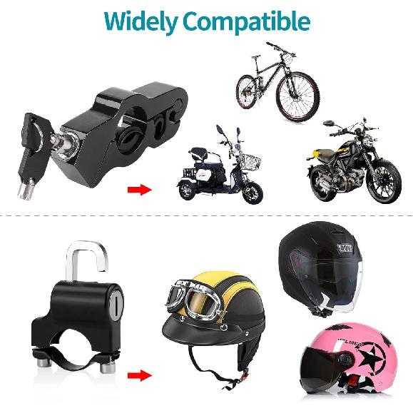 2 Pack Motorcycle Throttle Lock & Motorcycle Helmet Lock, AUCARAUTO Motorcycle and Helmet Anti-Theft Security Protection Solid Alloy Lock, Fits