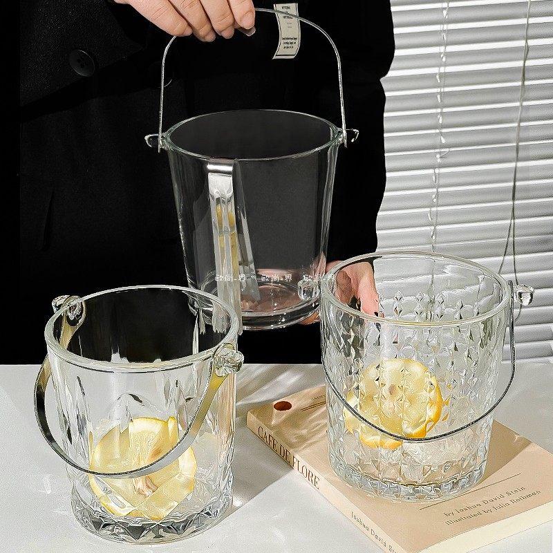 ZISIZ Thickened Glass Portable Ice Bucket