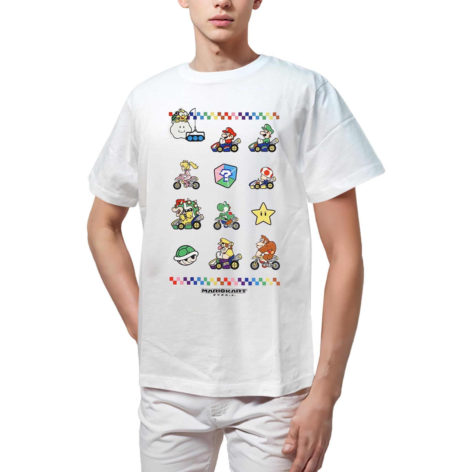 

Fine Plus Футболка с коротким рукавом с изображением Марио Марио и персонажа 3D Racing Kart, All-Stars, Луиджи, Йоши, Боузер, Товары, белый