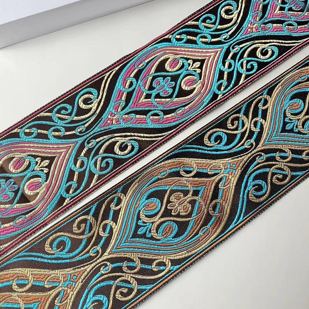 4.92yard Fabric Ribbon Vintage Flower Embroideried Trim Woven Ribbon Fabric Trim Fringes for Sewing Crafting