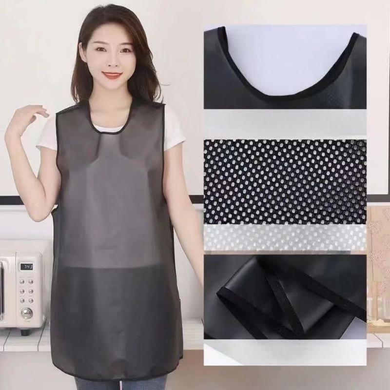 

Утолщенный прозрачный водонепроницаемый и маслостойкий кухонный летний фартук устойчив к царапинам и износу Black mesh (80cm*110cm)