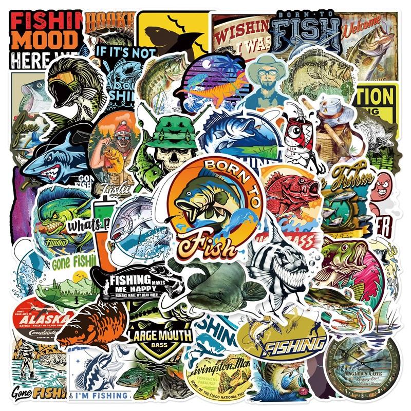 10/30/50PCS Cartoon Fishing Sticker Aesthetic PVC Korean Stationery Supplies Decoration Scrapbooking