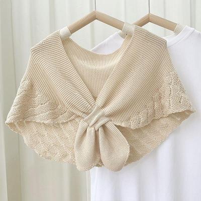 Sciarpa Calda Lavorata a Maglia da Donna Parafiato Semplice Sciarpe Colore Unico Spalle Camicetta Colletti Finti Estivi Aria Condizionata Esterno Torre