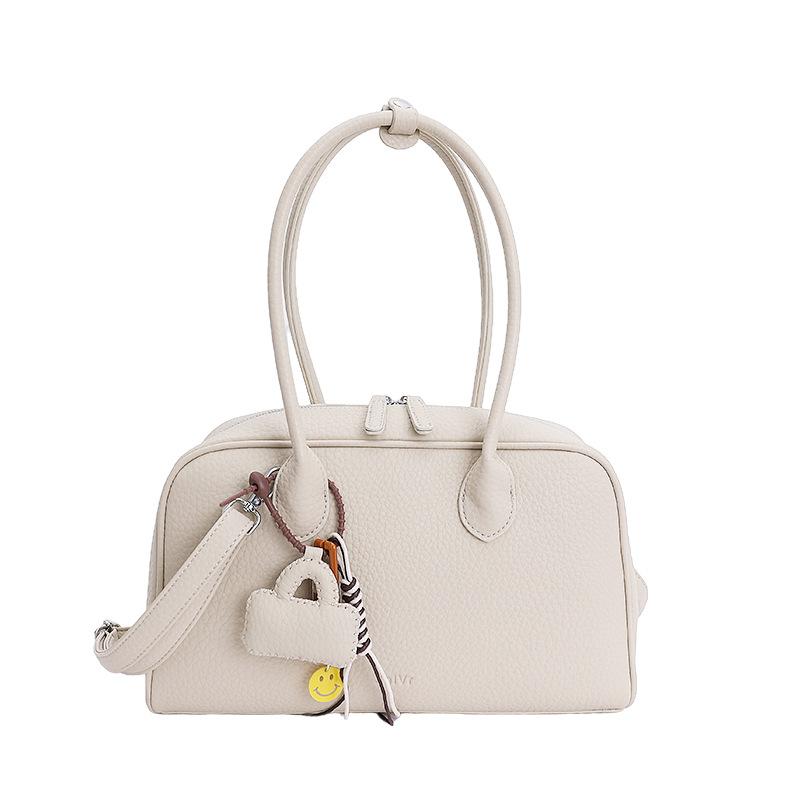 

Модная сумка-боулинг для通勤, женская новая, с высококлассным чувством, универсальная текстура, большая вместимость, на плечо, сумка-мессенджер бежевый