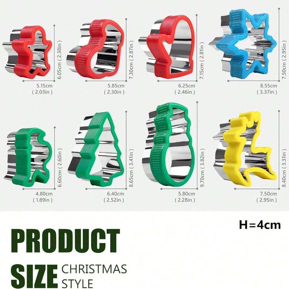 Edelstahl-Ausstecher Weihnachten Thema Brotpressform Backzubehör mit Baum Schneemann Rentier Schneeflocke Form