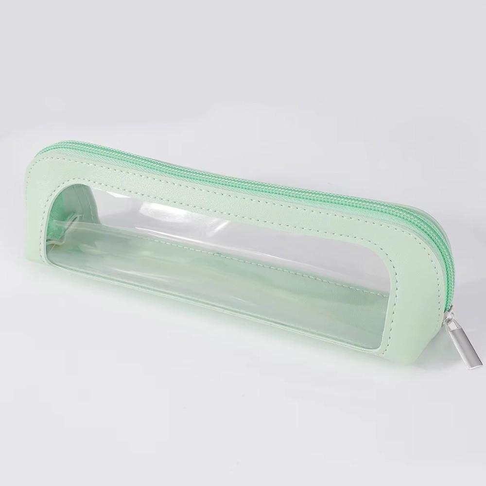 New Clear Small Makeup Bag Transparent Waterproof Cosmetic Organizer with Zipper PU Leather Makeup Brush Case