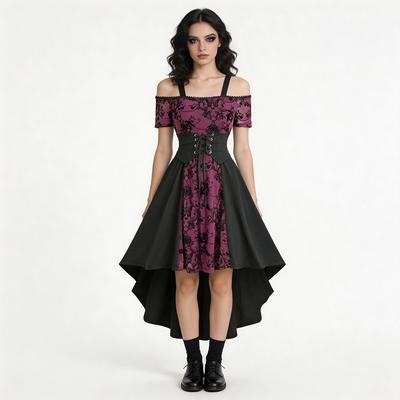 Medieval Gothic Vintage Mermaid Long Dress, Halloween Vampire Roleplay, Dark Queen Gothic Dress