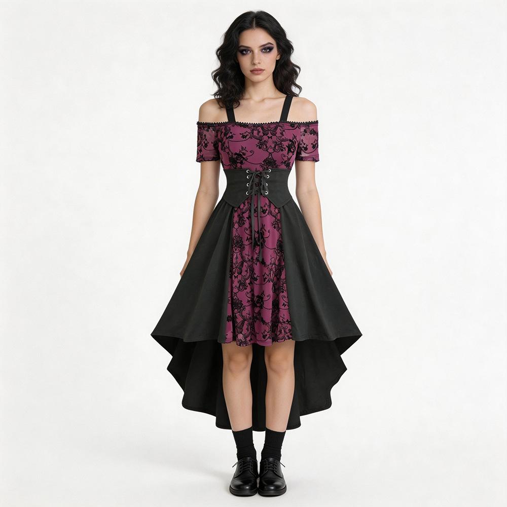 Medieval Gothic Vintage Mermaid Long Dress, Halloween Vampire Roleplay, Dark Queen Gothic Dress