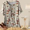 Women's Fashion Casual Loose Spring Shirt Women's Short Sleeve Cartoon Butterfly Wave Printed Tops